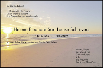 Traueranzeige von Helene Eleonore Sari Louise Schrijvers von Mannheimer Morgen
