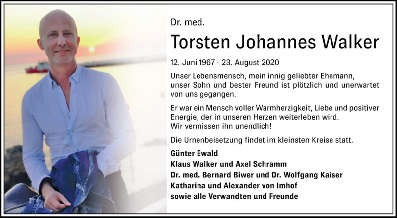  Traueranzeige für Torsten Johannes Walker vom 05.09.2020 aus Mannheimer Morgen