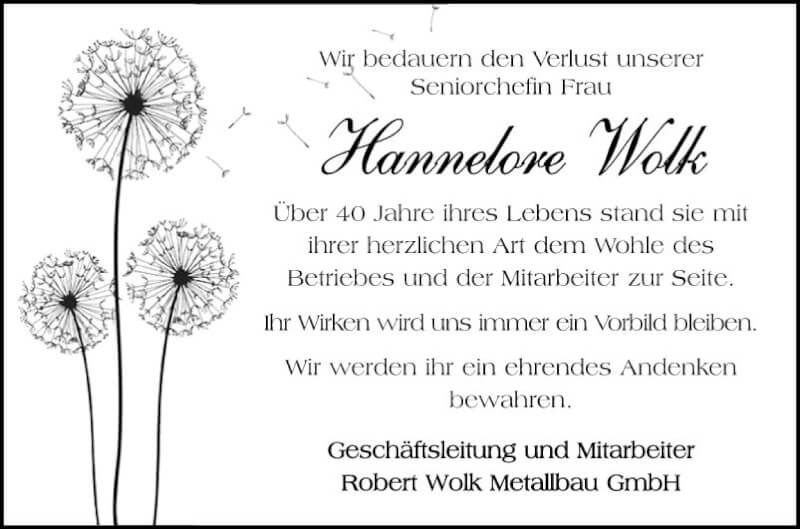  Traueranzeige für Hannelore Wolk vom 16.10.2021 aus Südhessen Morgen