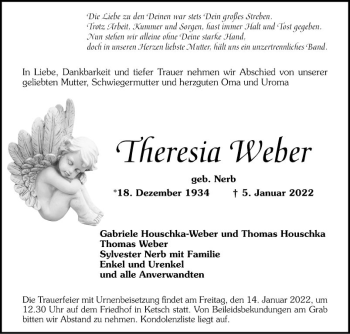 Traueranzeige von Theresia Weber von Schwetzinger Zeitung